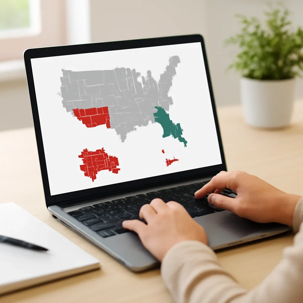 Reader comparing United States and Bangladesh on a laptop with world map and notebook