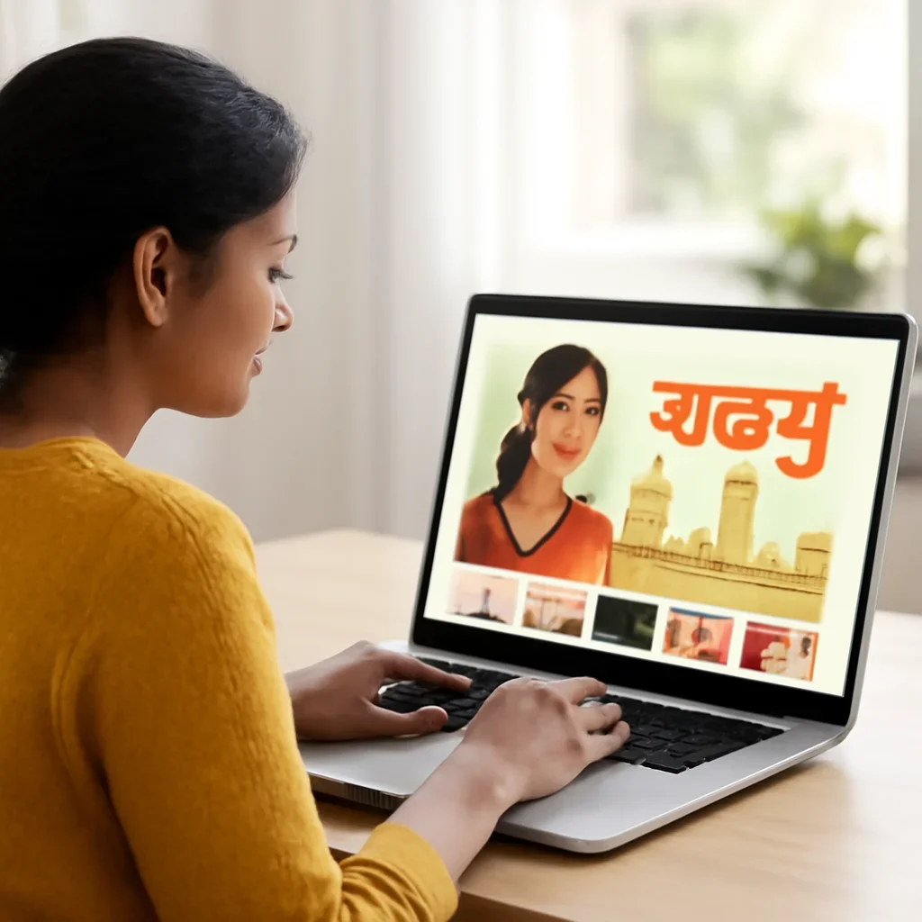 Reader exploring Bangla language and culture pages on laptop