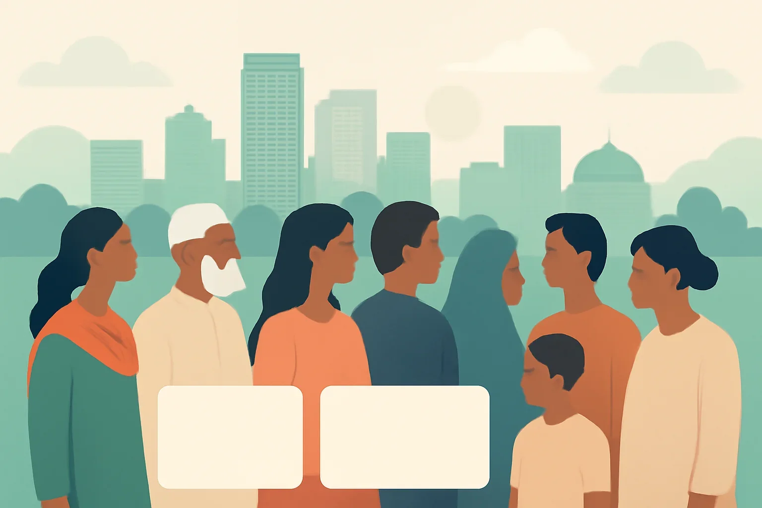 Bangladesh demographics page with diverse community imagery and clean reference cards