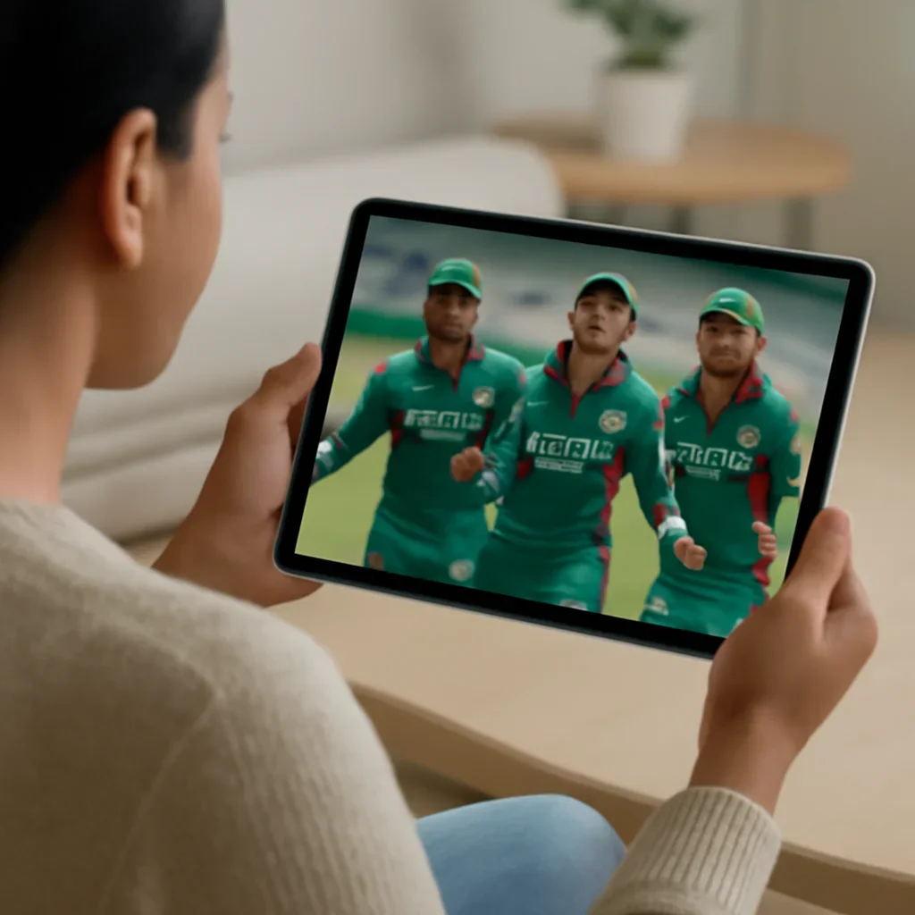 Reader following Bangladesh women cricket coverage on tablet with bright clean layout
