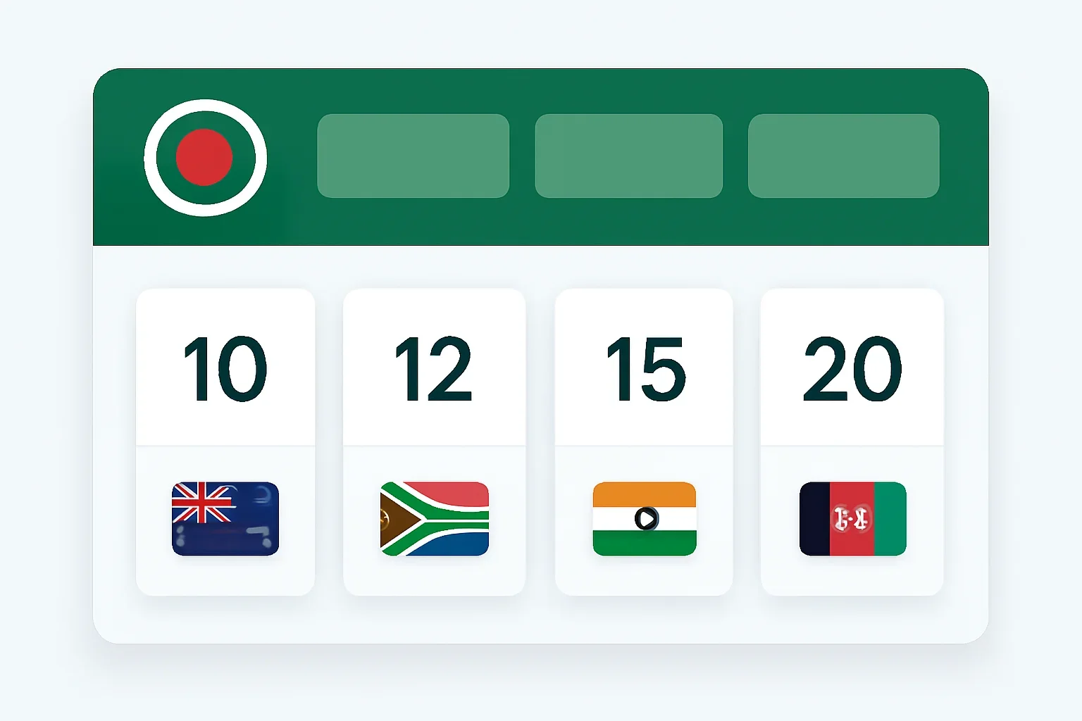 Bangladesh cricket fixture page with date cards and related match links