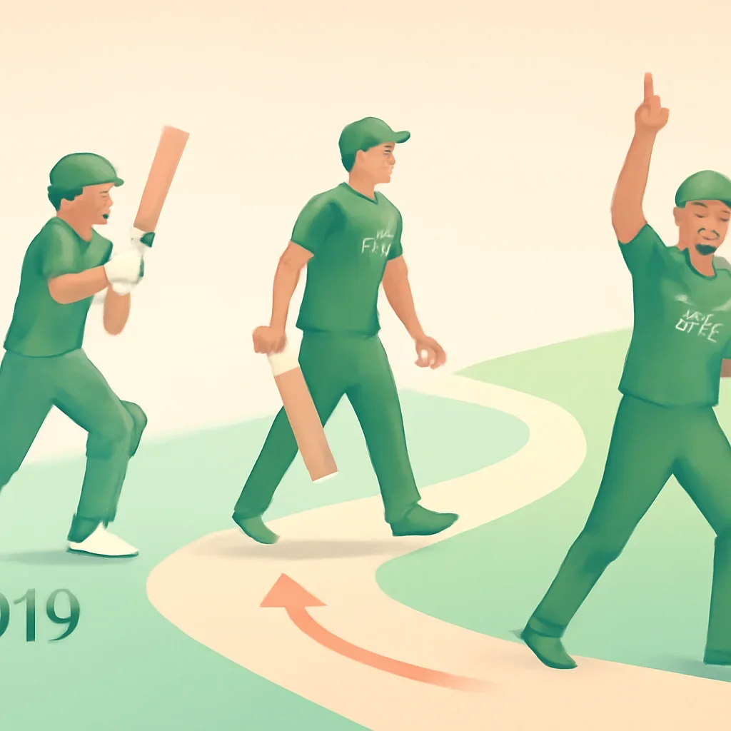 Clean youth cricket graphic with pathway from U19 to national team