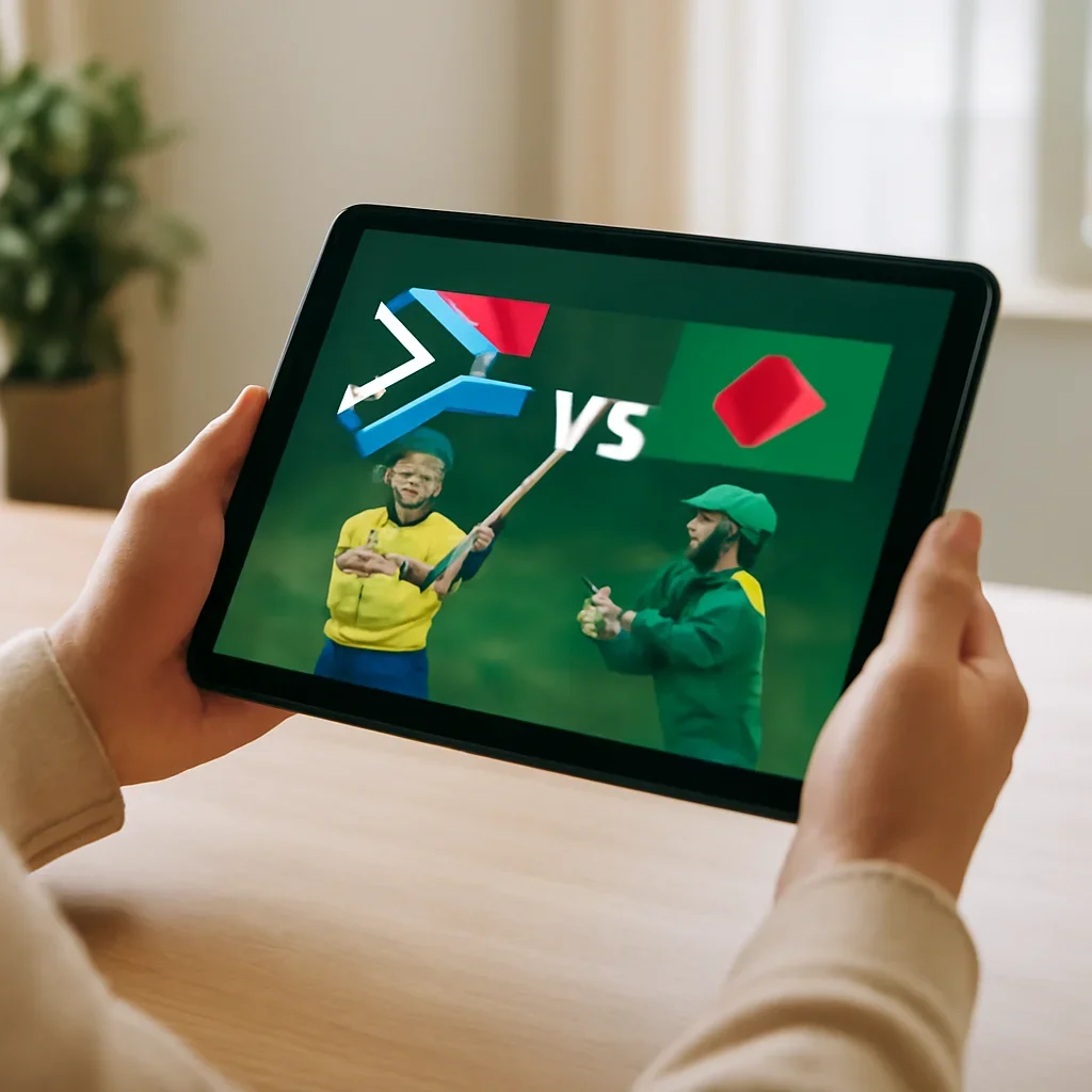 Reader checking South Africa Women vs Bangladesh Women matchup page on tablet