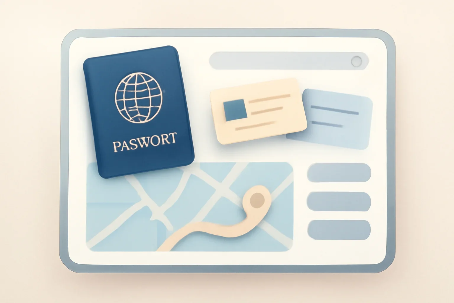Embassy-directory support page with passport, office cards and clean route-planning layout