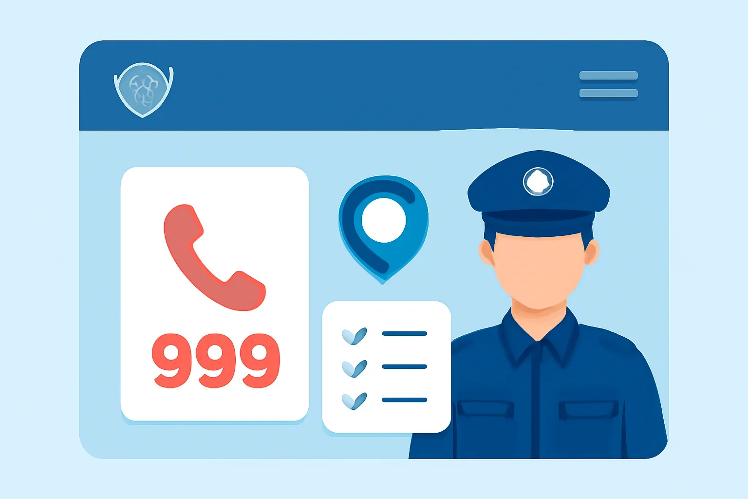 Bangladesh police contact support page with emergency call card and location checklist